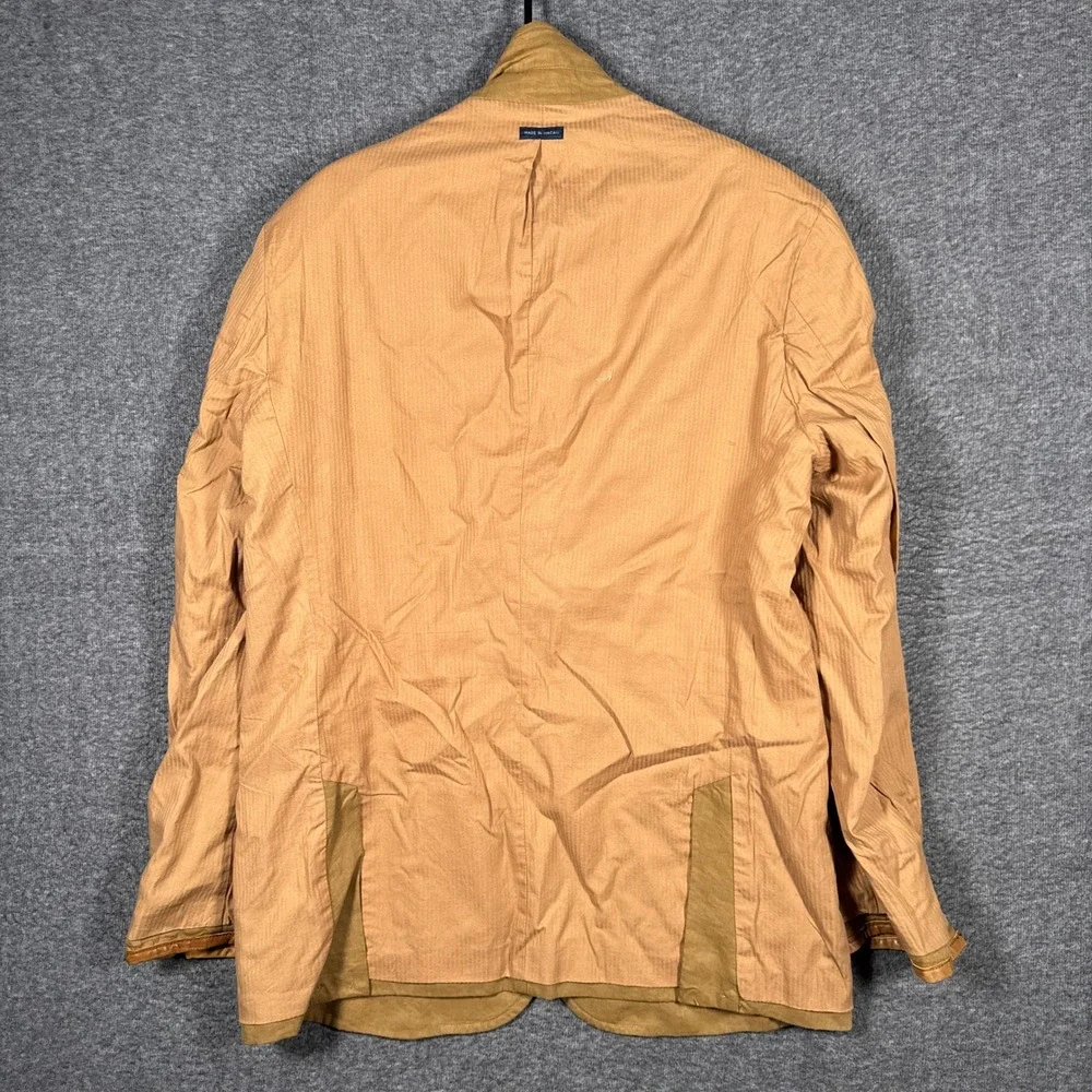 Polo Ralph Lauren Sport Coat Blazer Men Large Tan 100% Linen Surgeon Cuff Jacket